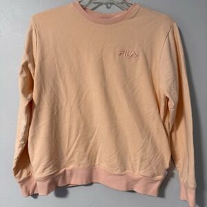 Fila Women's Sweatshirt Long-Sleeved Top Pockets Crewneck‎ Size L Peach